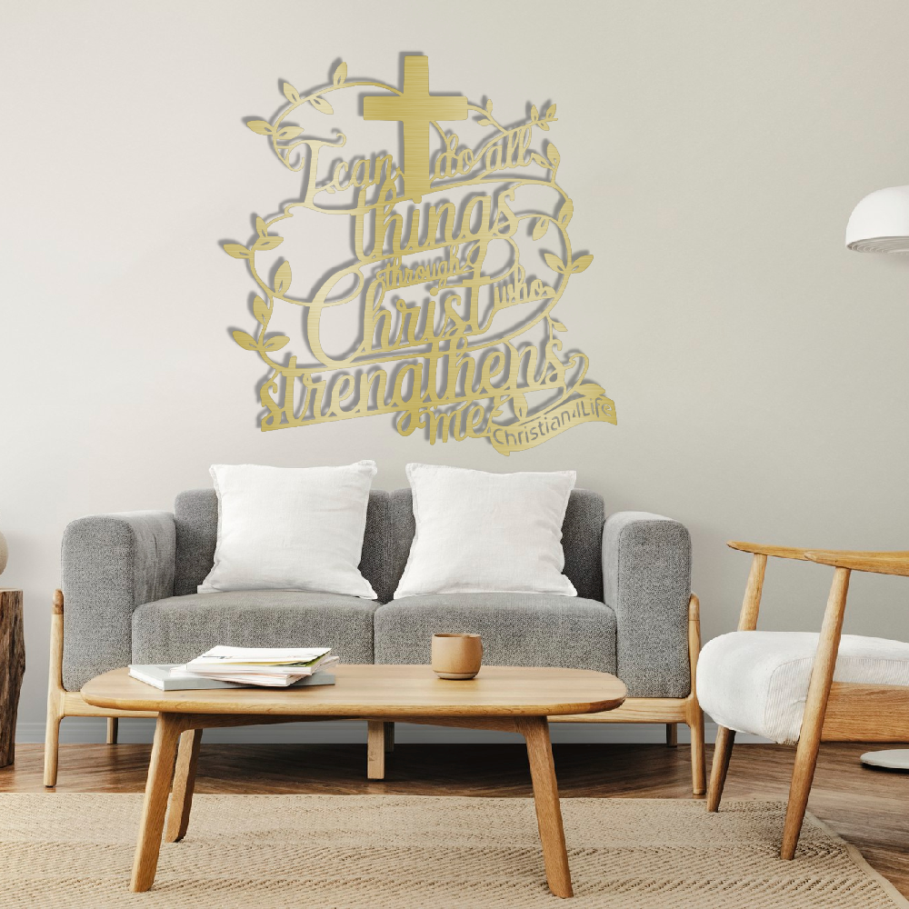 "I can do all things through Christ who strengthens me" Christian die-cut metal sign, Christian Metal Sign, Christian Metal Wall Art